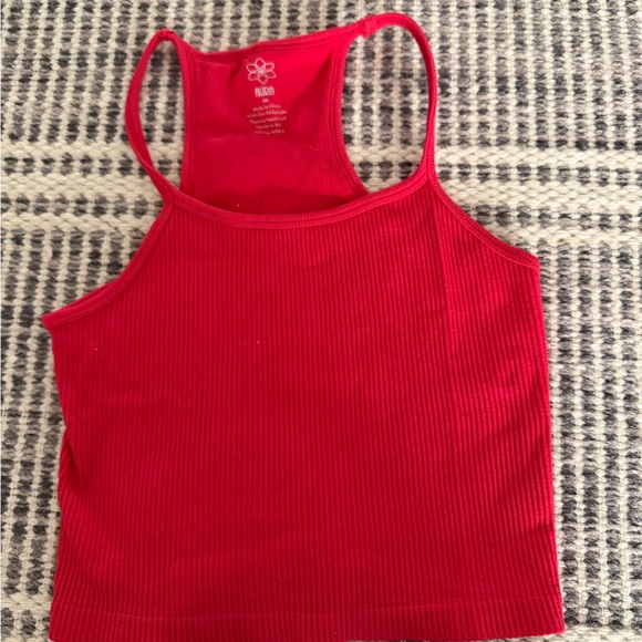 Aura Red Ribbed Tank Top - Picture 2 of 4